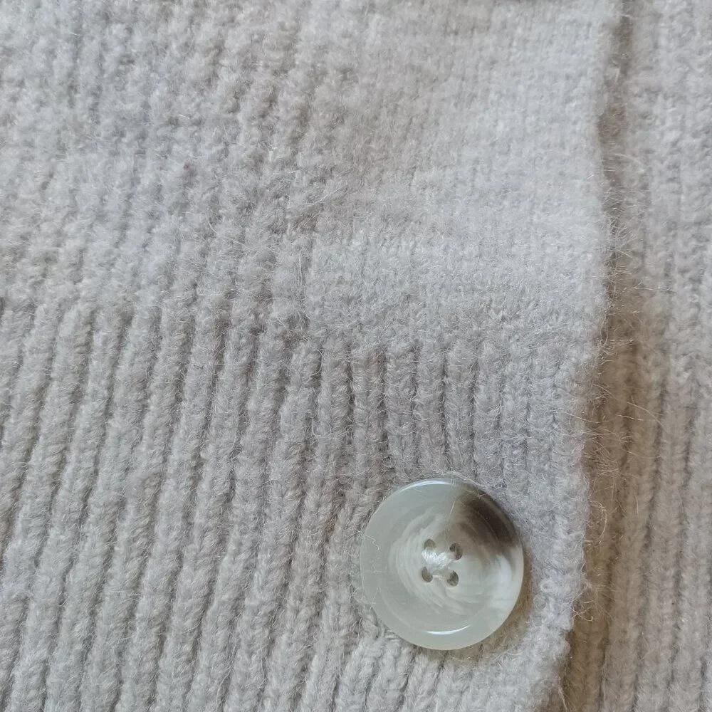 A New Day Beige Cream Plus Size Fuzzy Button Up V-Neck Cardigan Sweater Size XXL